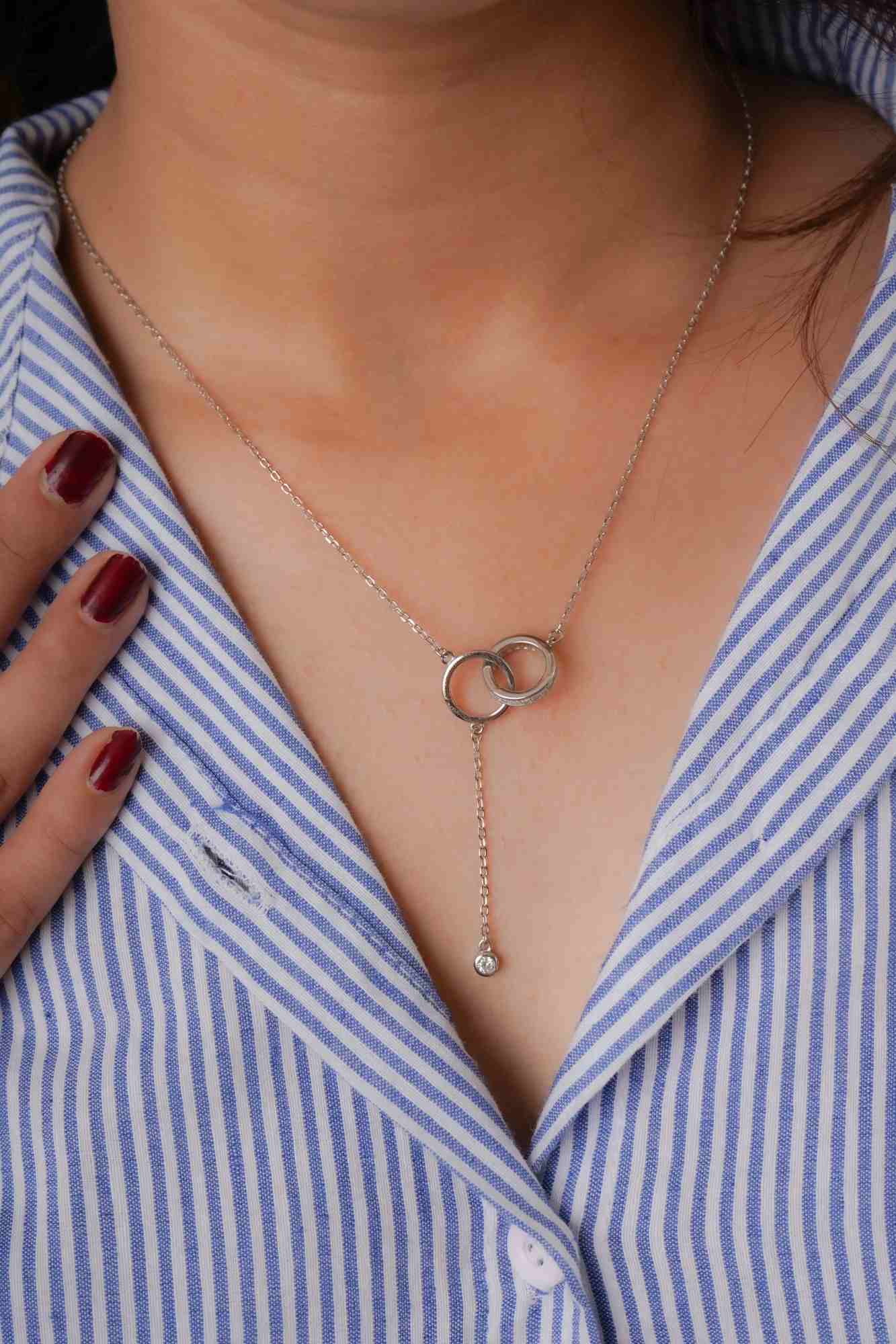 Eternal Interlocking Circles Y-Necklace - Thumbnail 2