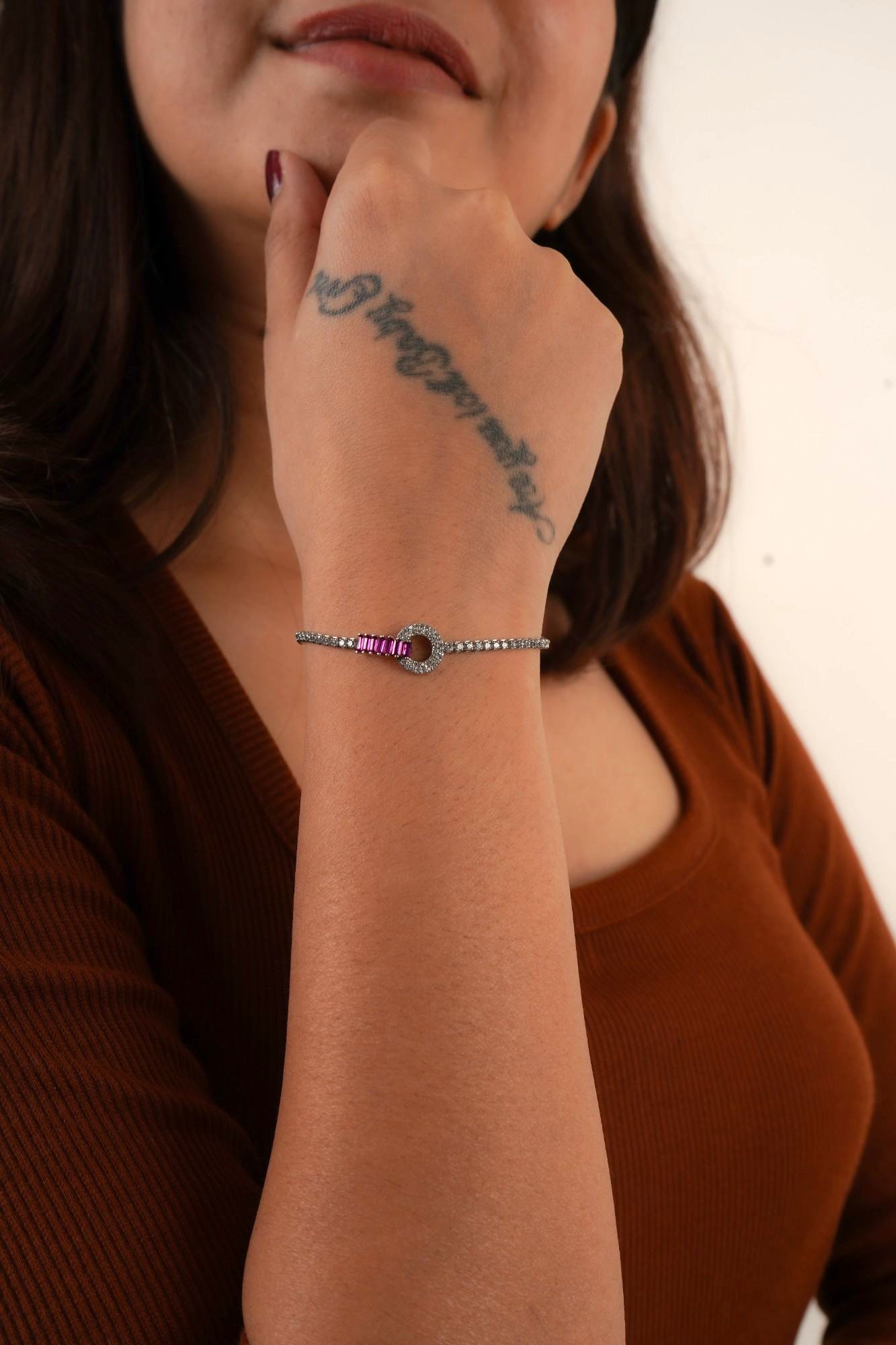 Ruby Halo Tennis Bracelet - Thumbnail 2