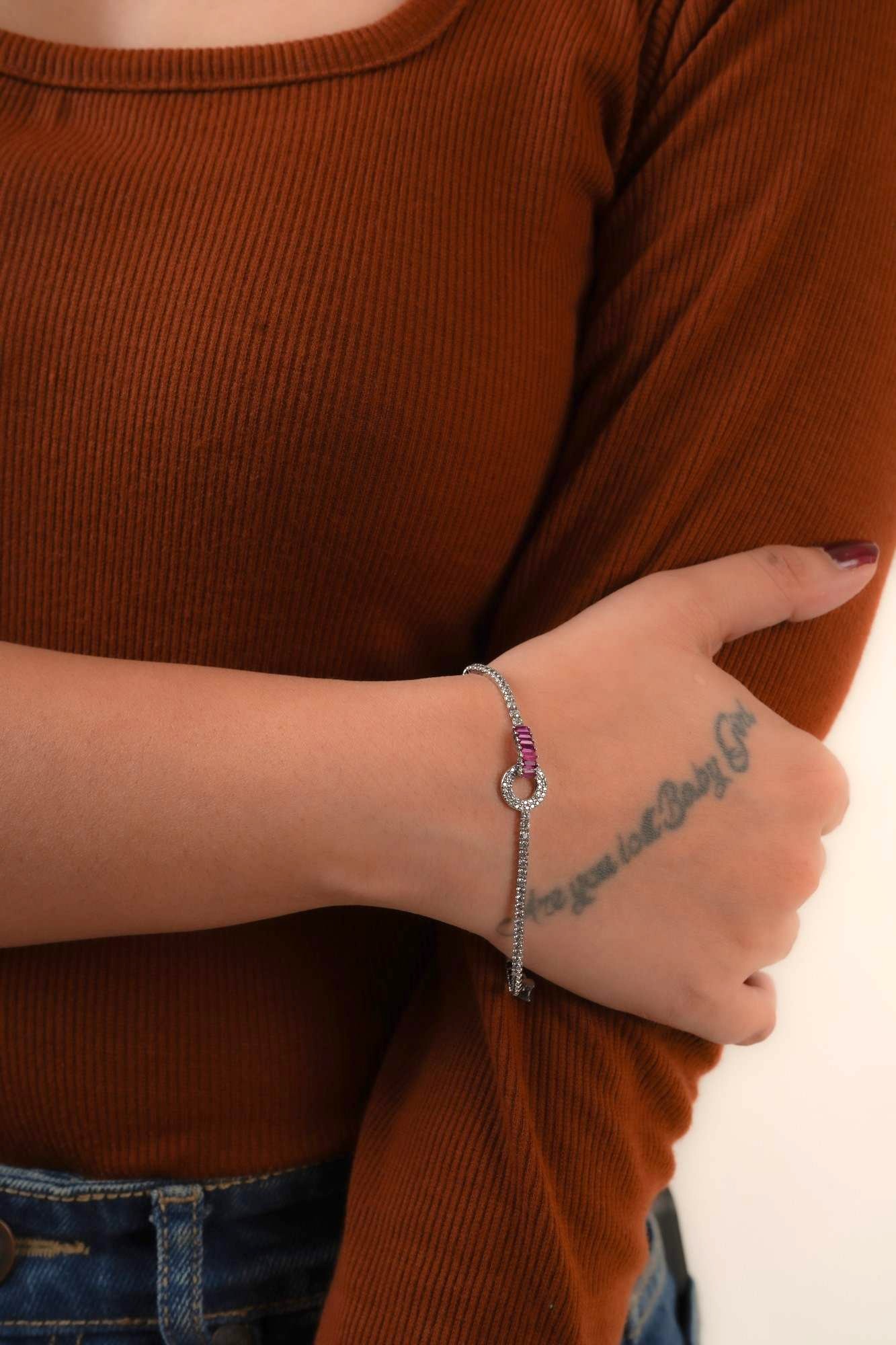 Ruby Halo Tennis Bracelet - Thumbnail 3