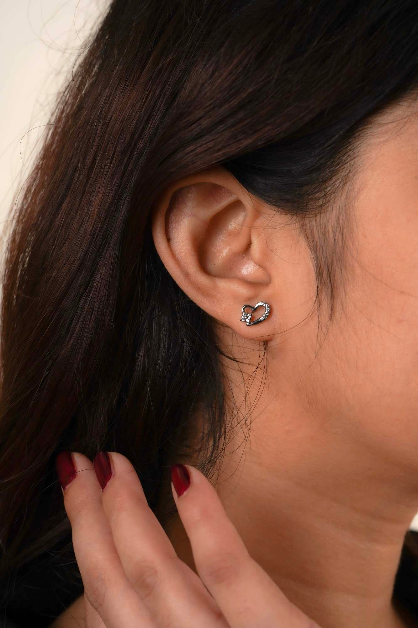 Amara Heart Crystal Studs - Thumbnail 2