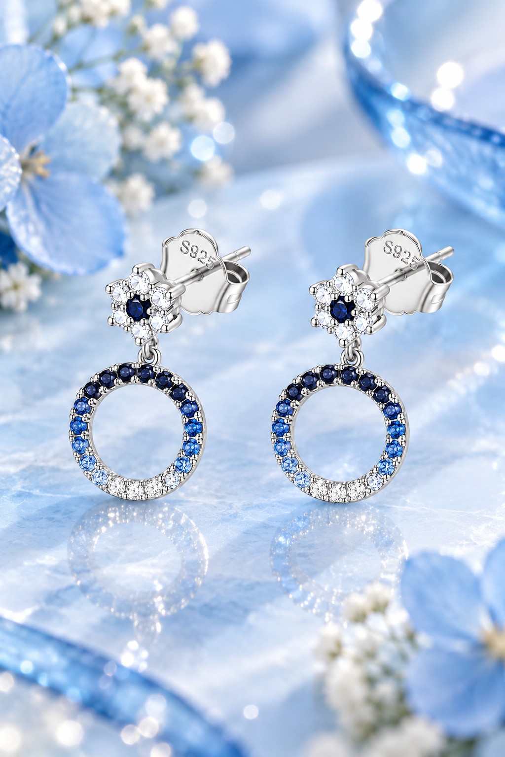 Saphielle Halo Drop Earrings - Thumbnail 3