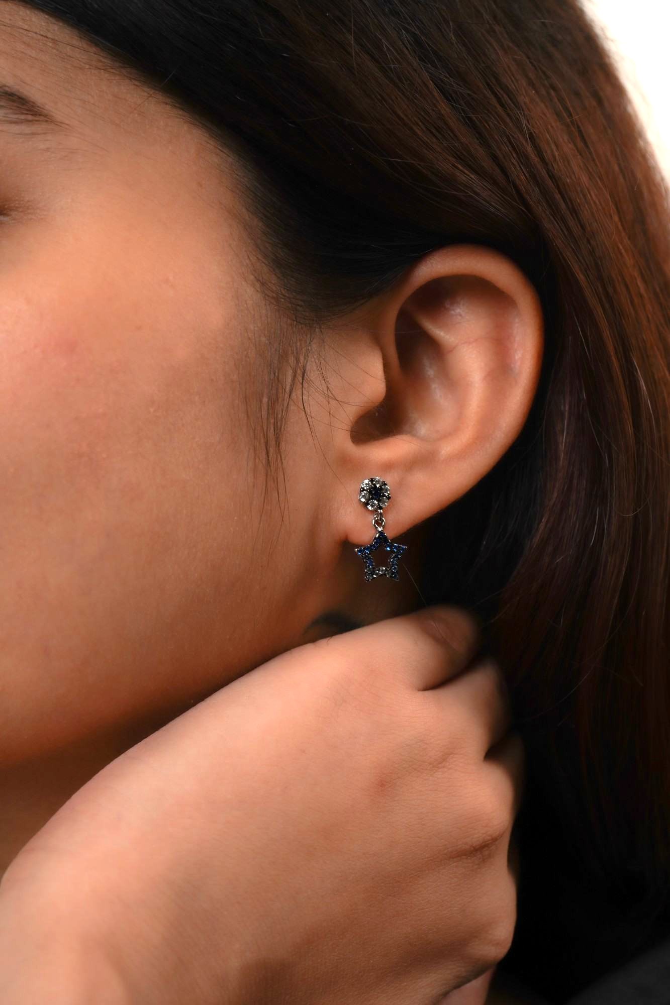 Stella Blue Star Drop Earrings - Thumbnail 2