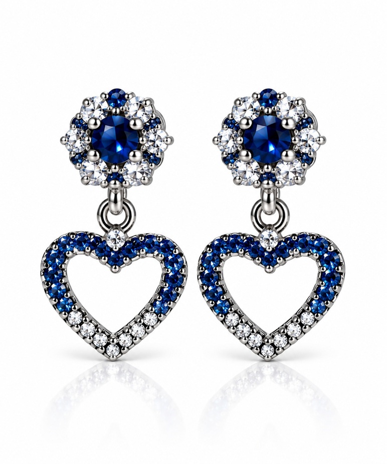 Aurelia Blue Heart Drop Earrings