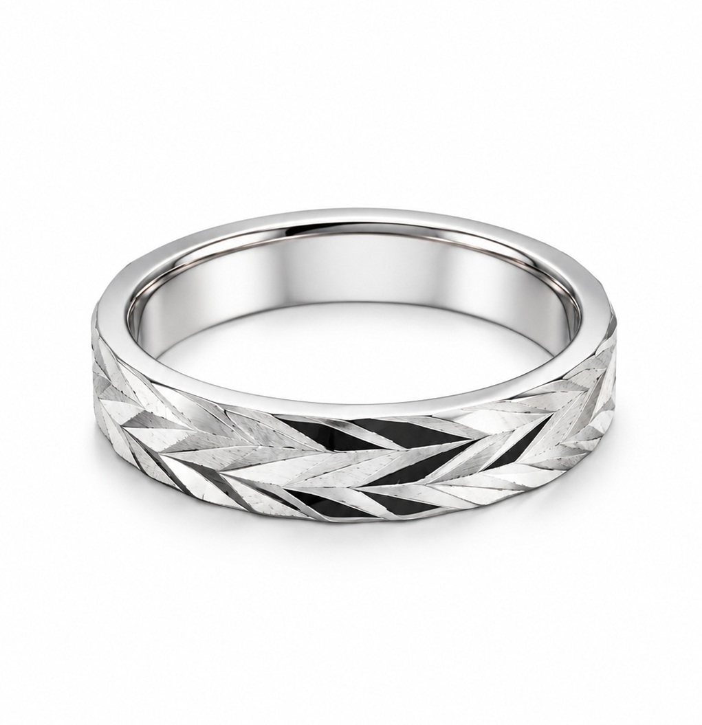 Axton Men’s Textured Band Ring - Thumbnail 1