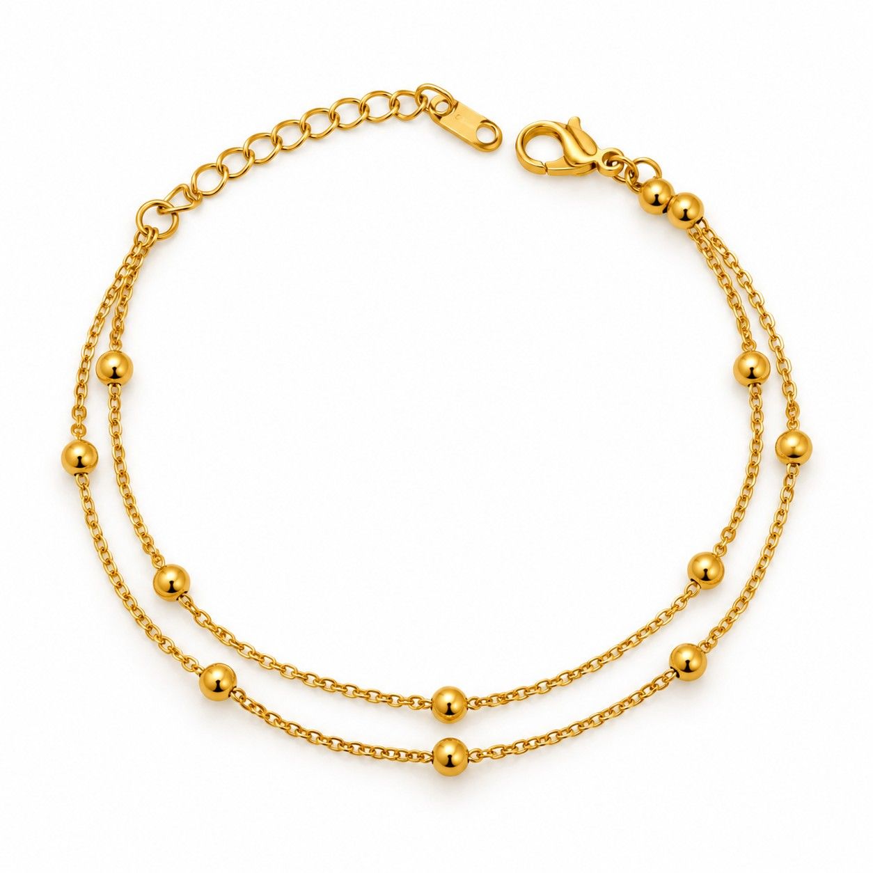 Golden Bead Layered Anklet
