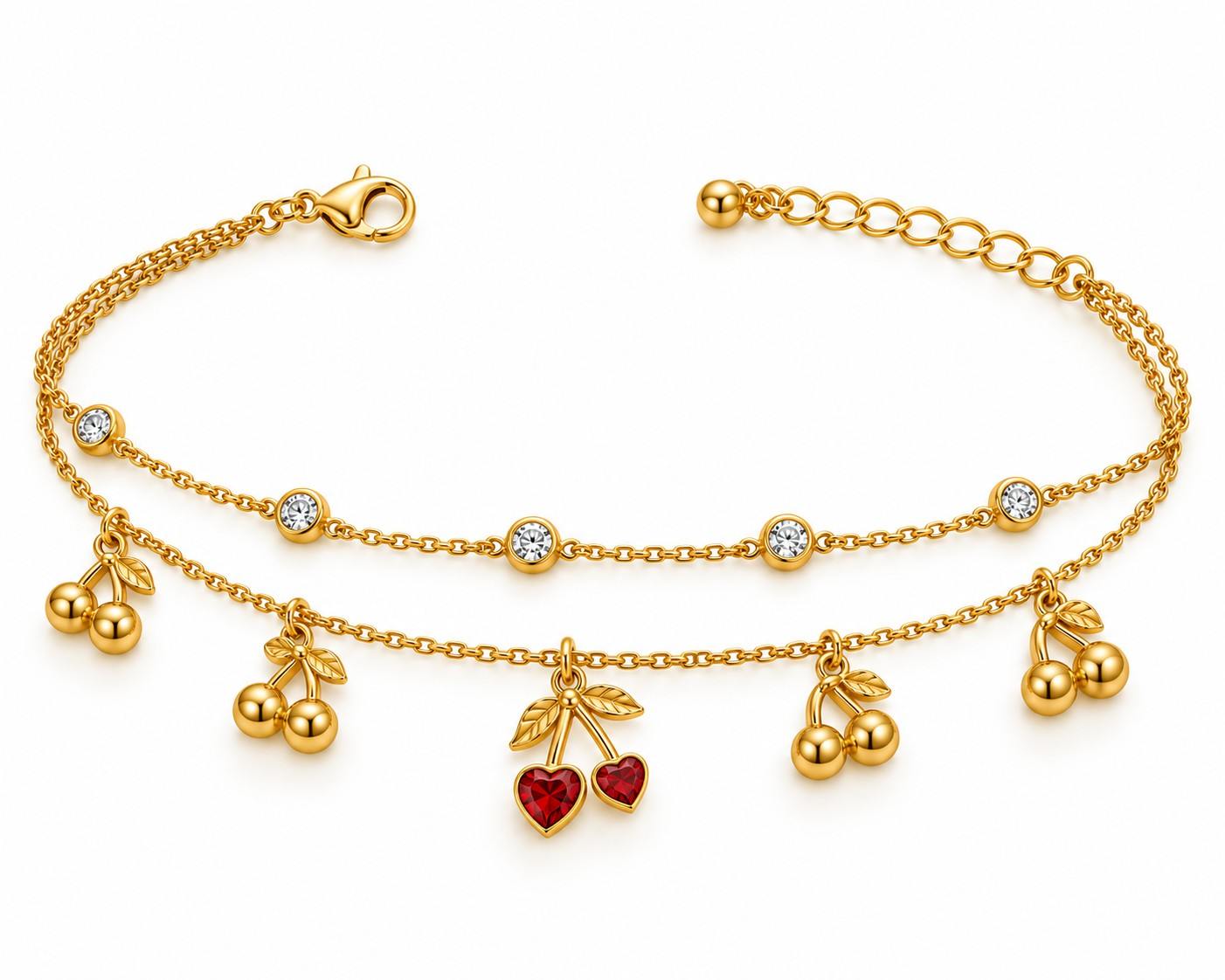 Cherry Gleam Layered Bracelet
