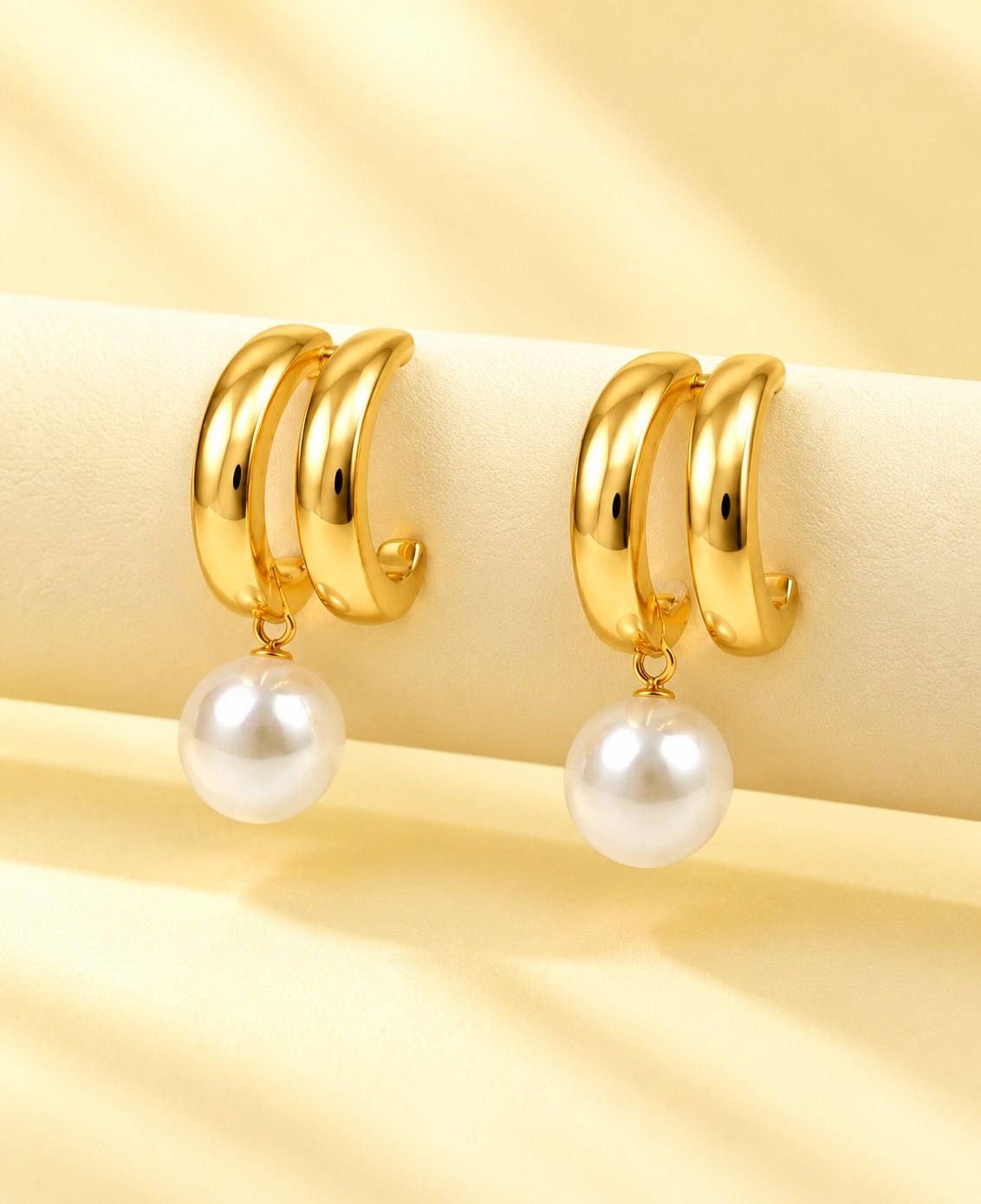 Pearl Drop Halo Hoops - Thumbnail 3