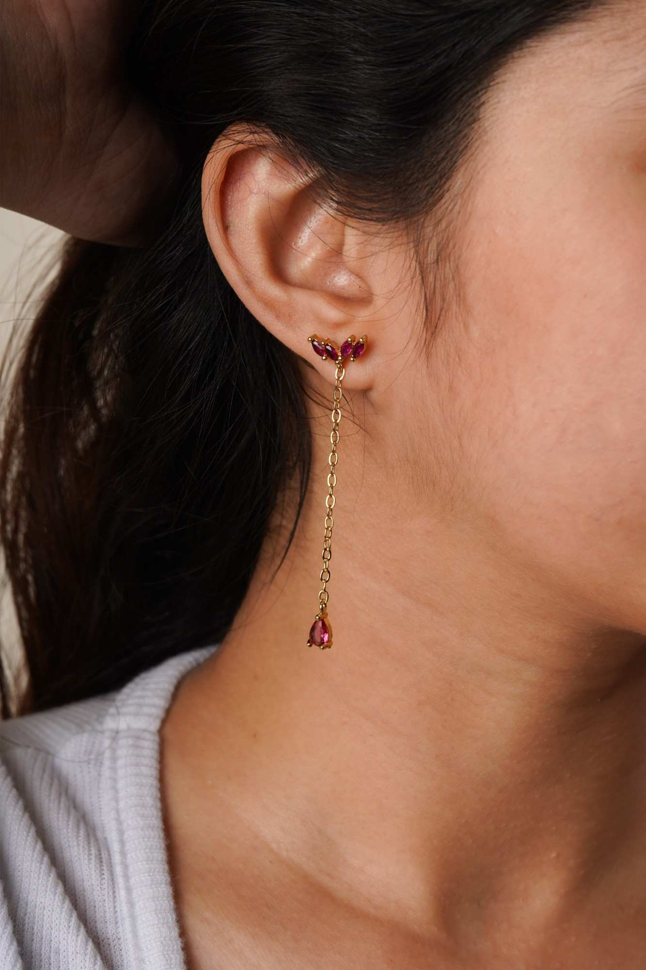 Ruby Cascade Drop Earrings - Thumbnail 2