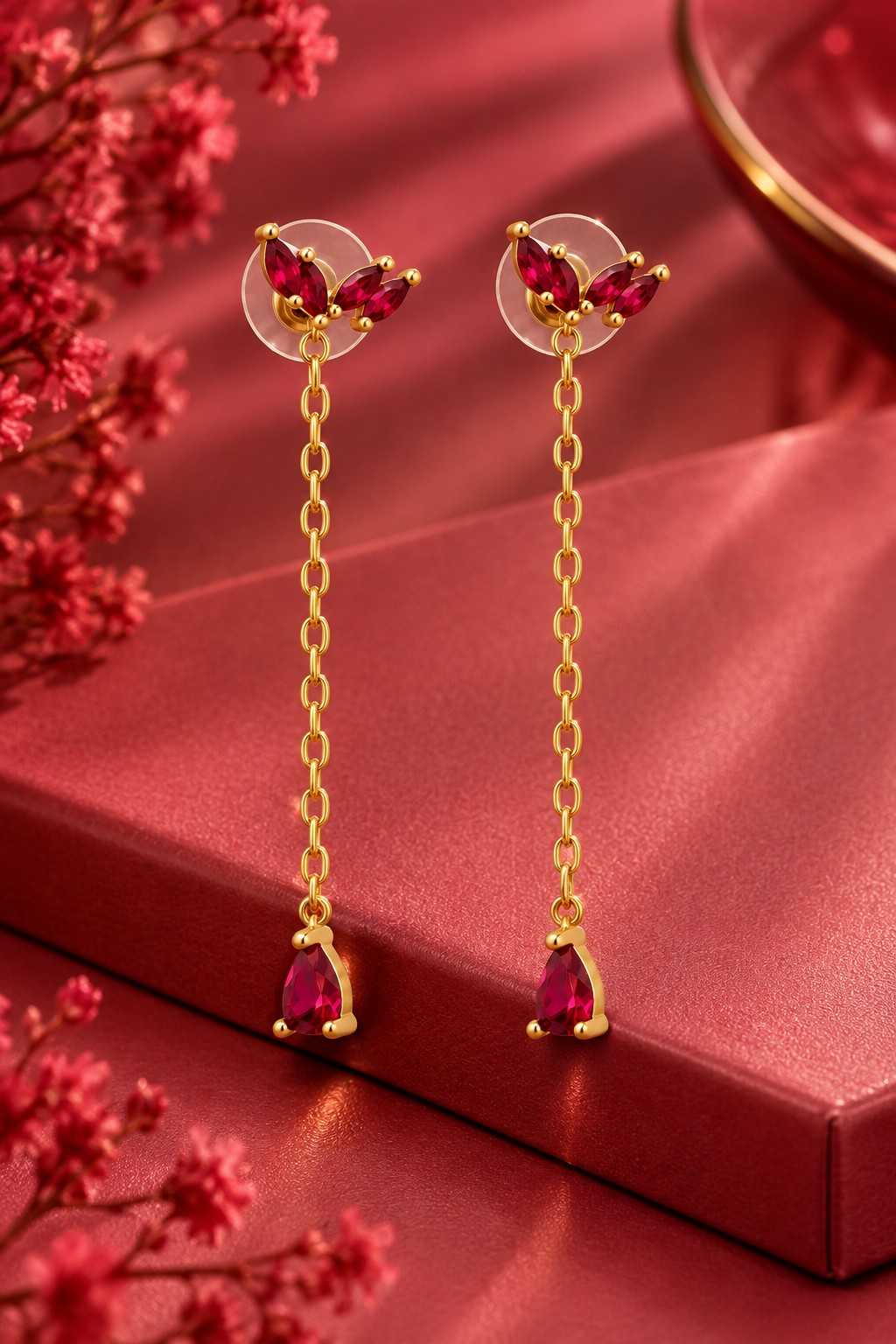 Ruby Cascade Drop Earrings - Thumbnail 3