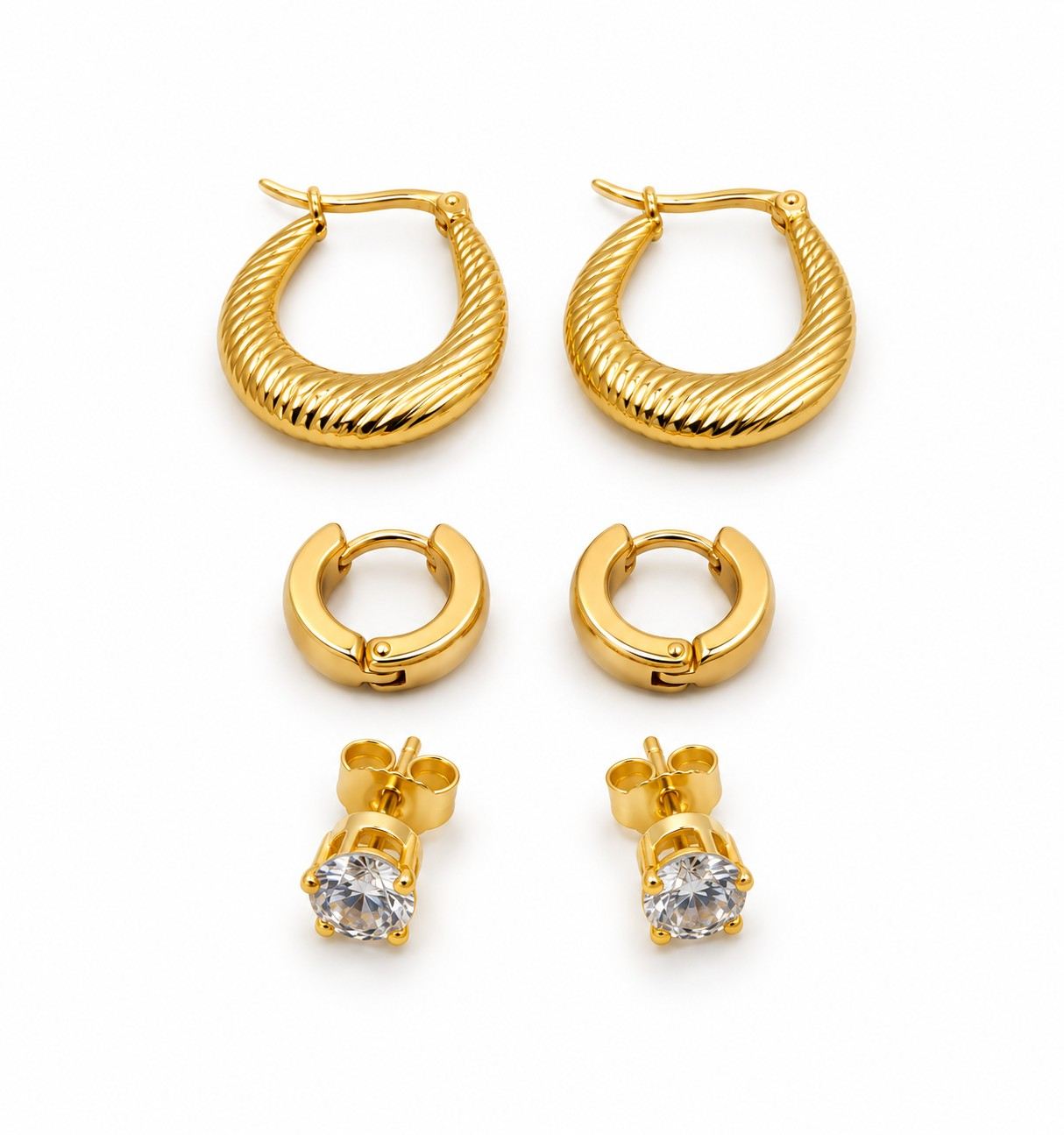 Golden Trio Earring Set