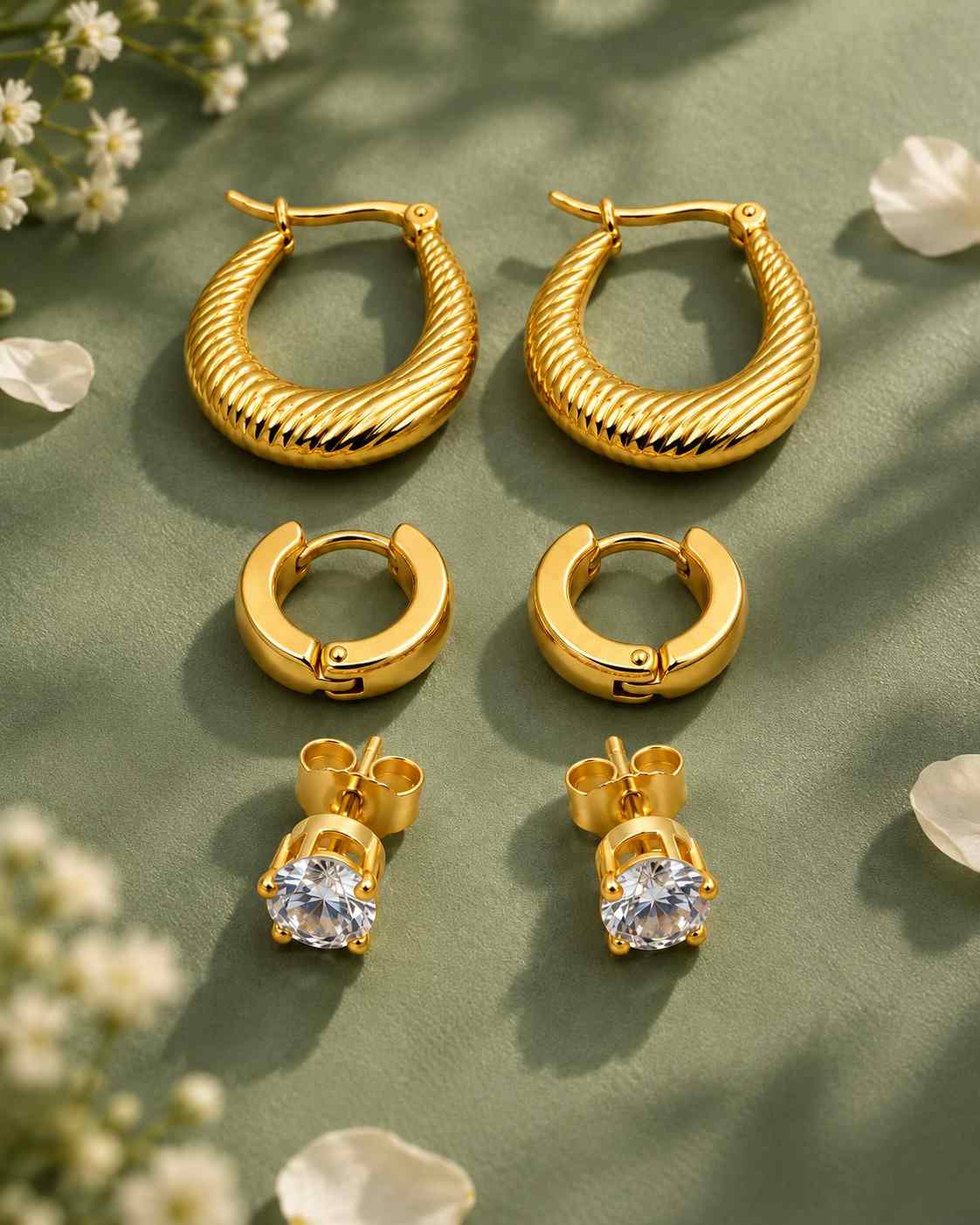 Golden Trio Earring Set - Thumbnail 4